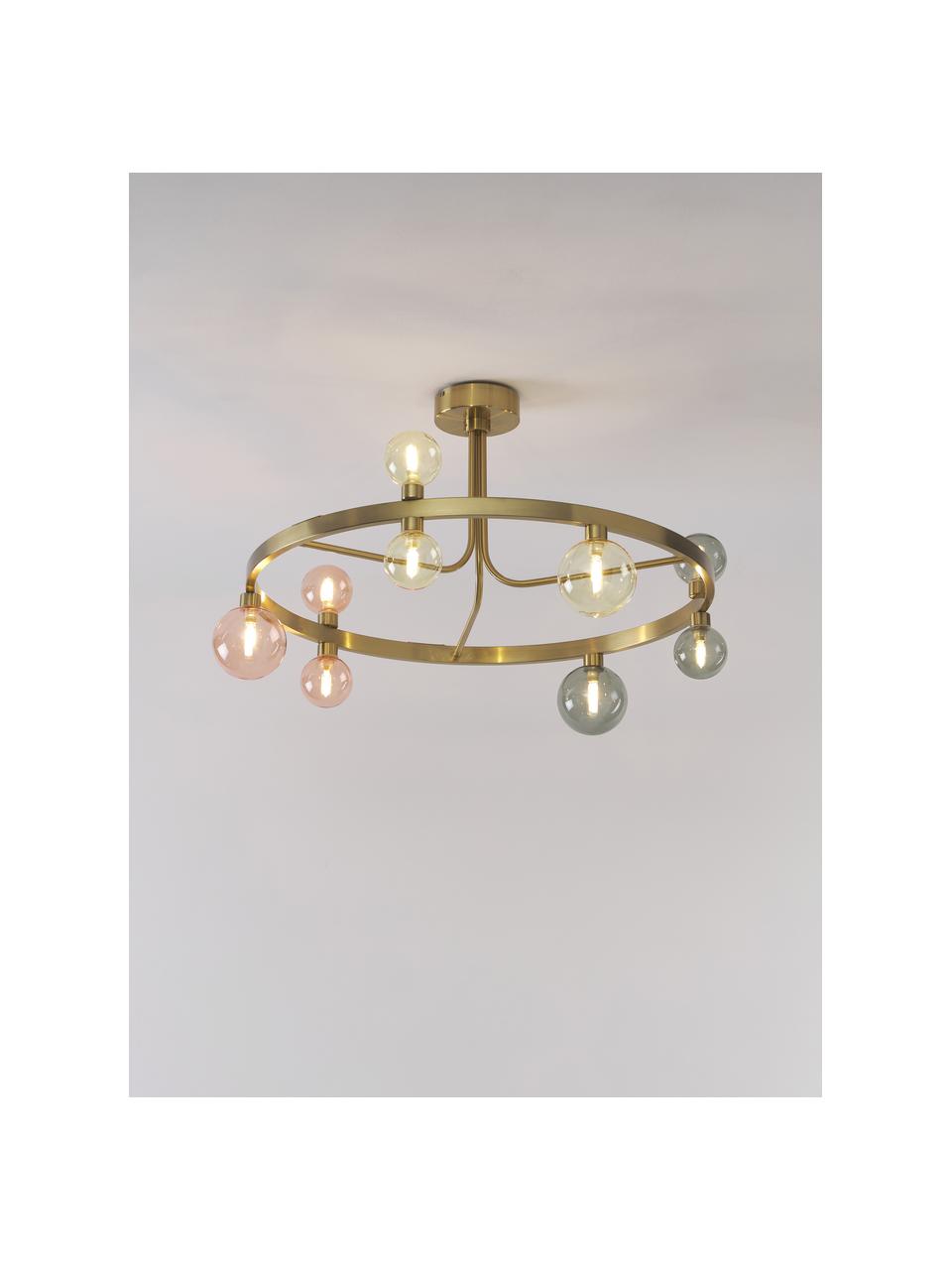 Lampada da soffitto Aglaia, Struttura: metallo rivestito, Paralume: vetro, Dorato, tonalità pastello, Ø 86 x Alt. 50 cm