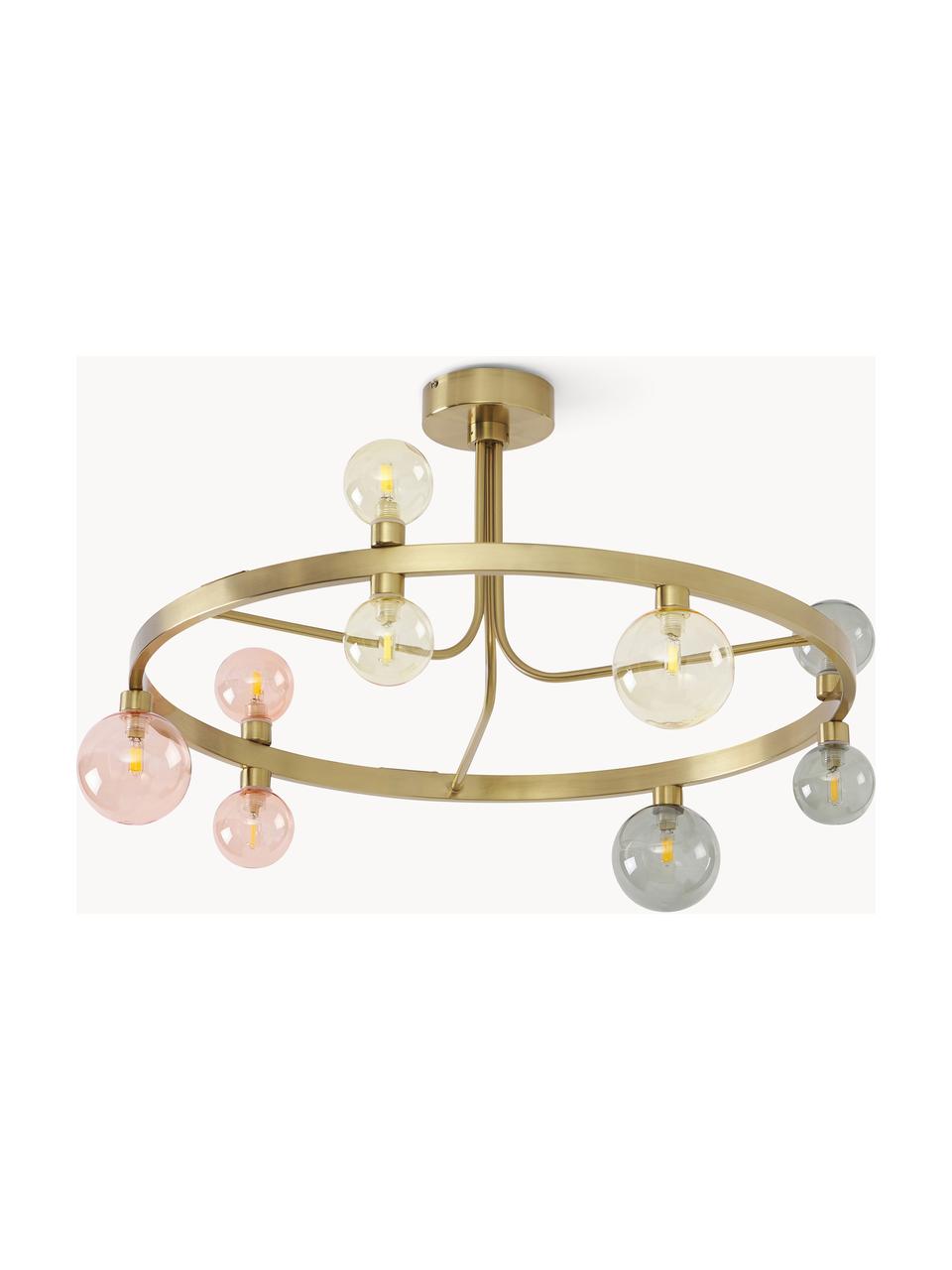 Lampada da soffitto Aglaia, Struttura: metallo rivestito, Paralume: vetro, Dorato, rosa, grigio, Ø 86 x Alt. 50 cm