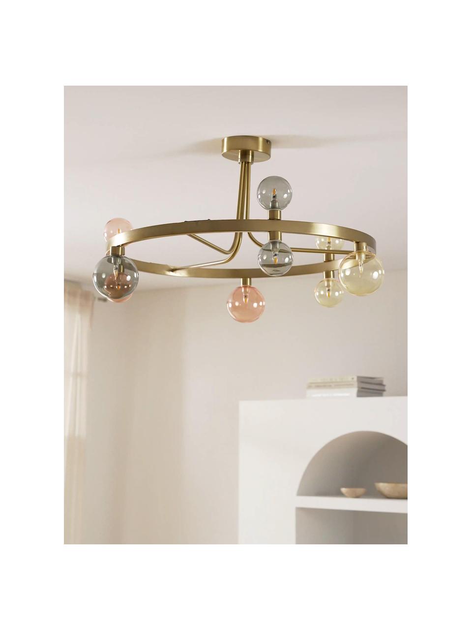 Plafondlamp Aglaia, Goudkleurig, roze, grijs, Ø 86 x H 50 cm