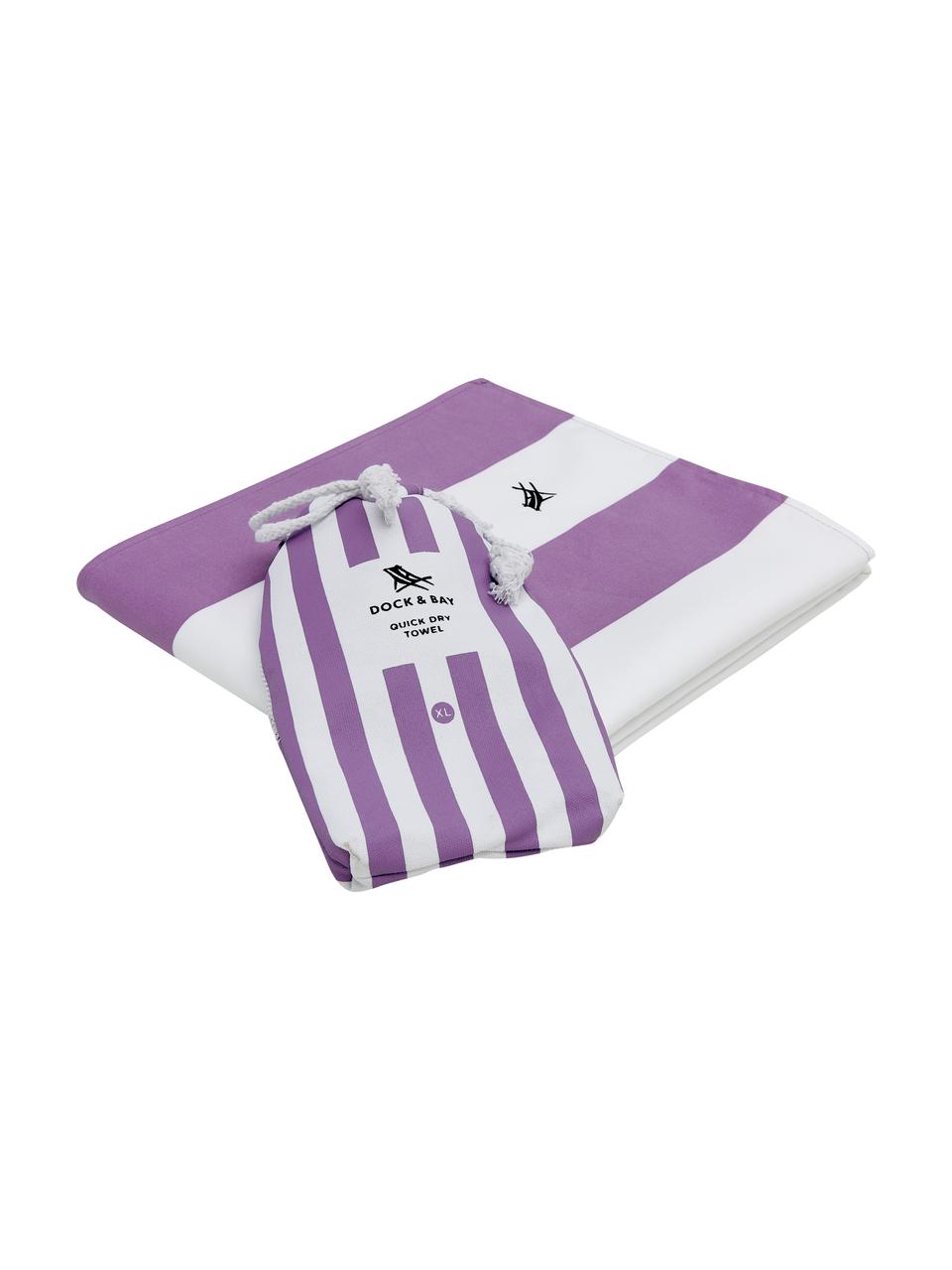 Serviette de plage en microfibre Cabana, à séchage rapide, Lilas, blanc