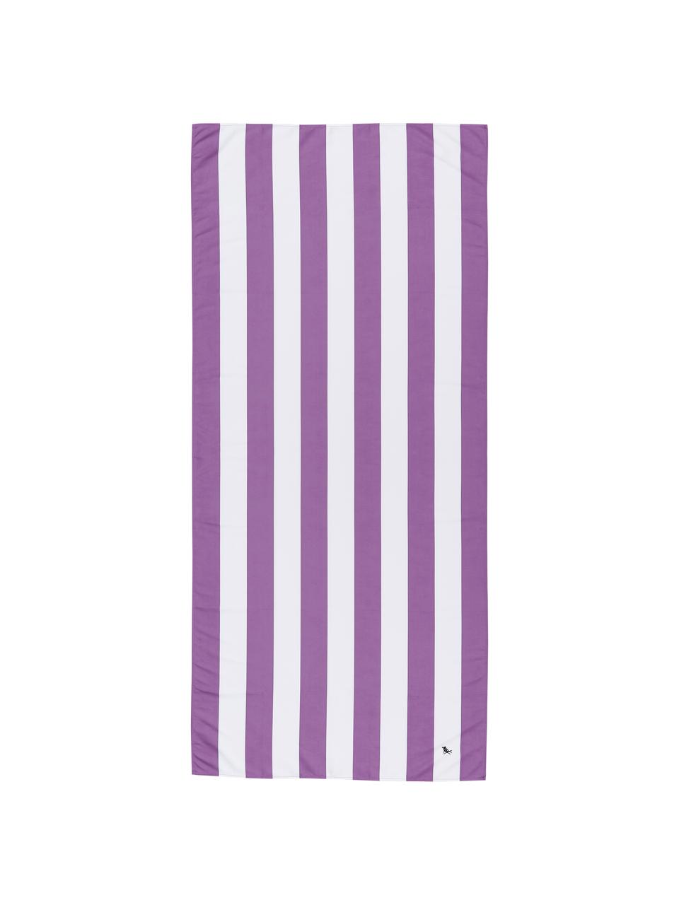 Serviette de plage en microfibre Cabana, à séchage rapide, Lilas, blanc