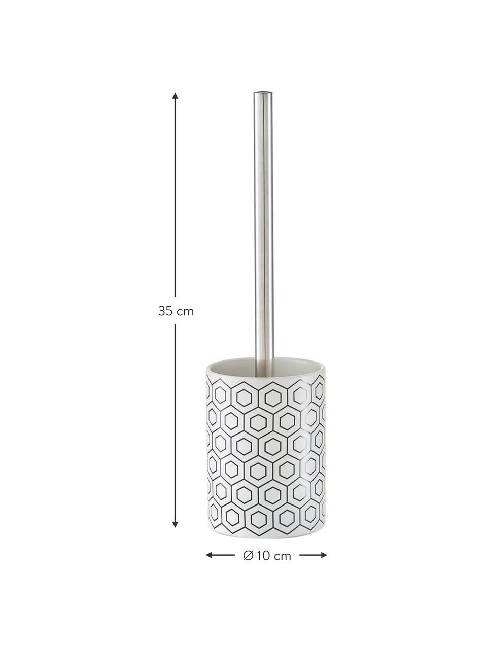 Toilettenbürste Graphic mit Keramik-Behälter, Gefäß: Keramik, Griff: Metall, Schwarz, Weiß, Ø 10 x H 35 cm