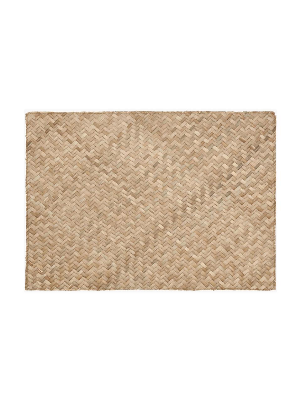 Set de table rectangulaire Herringbone, 2 pièces, 100 % jonc de mer, Beige, larg. 33 x long. 48 cm