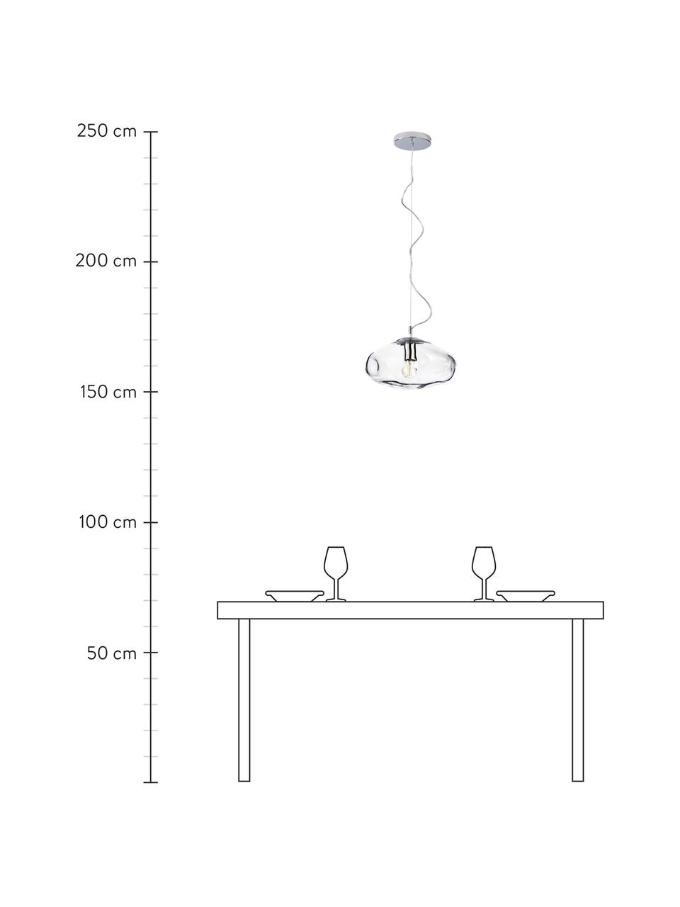 Hanglamp Amora van glas, Lampenkap: glas, Frame: metaal, geborsteld, Transparant, chroomkleurig, Ø 35 x H 20 cm