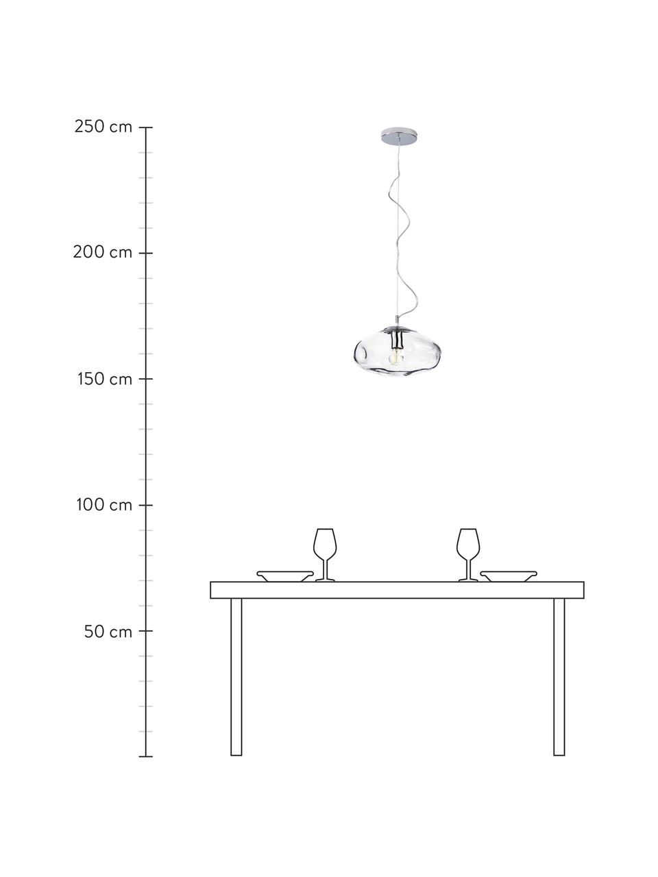 Lampa wisząca ze szkła Amora, Transparentny, odcienie chromu, Ø 35 x W 20 cm