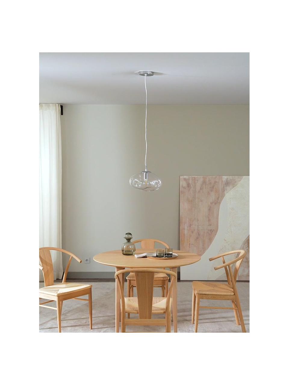Lámpara de techo Amora, Pantalla: vidrio, Anclaje: metal cepillado, Cable: plástico, Transparente, cromo, Ø 35 x Al 20 cm