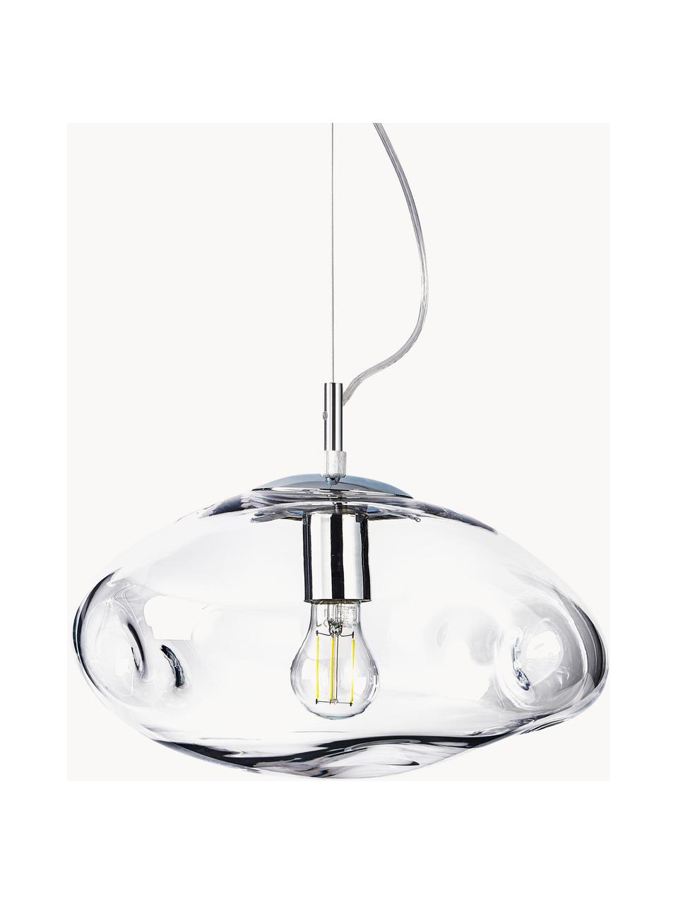 Lámpara de techo Amora, Pantalla: vidrio, Cable: plástico, Transparente, plateado, Ø 35 x Al 20 cm