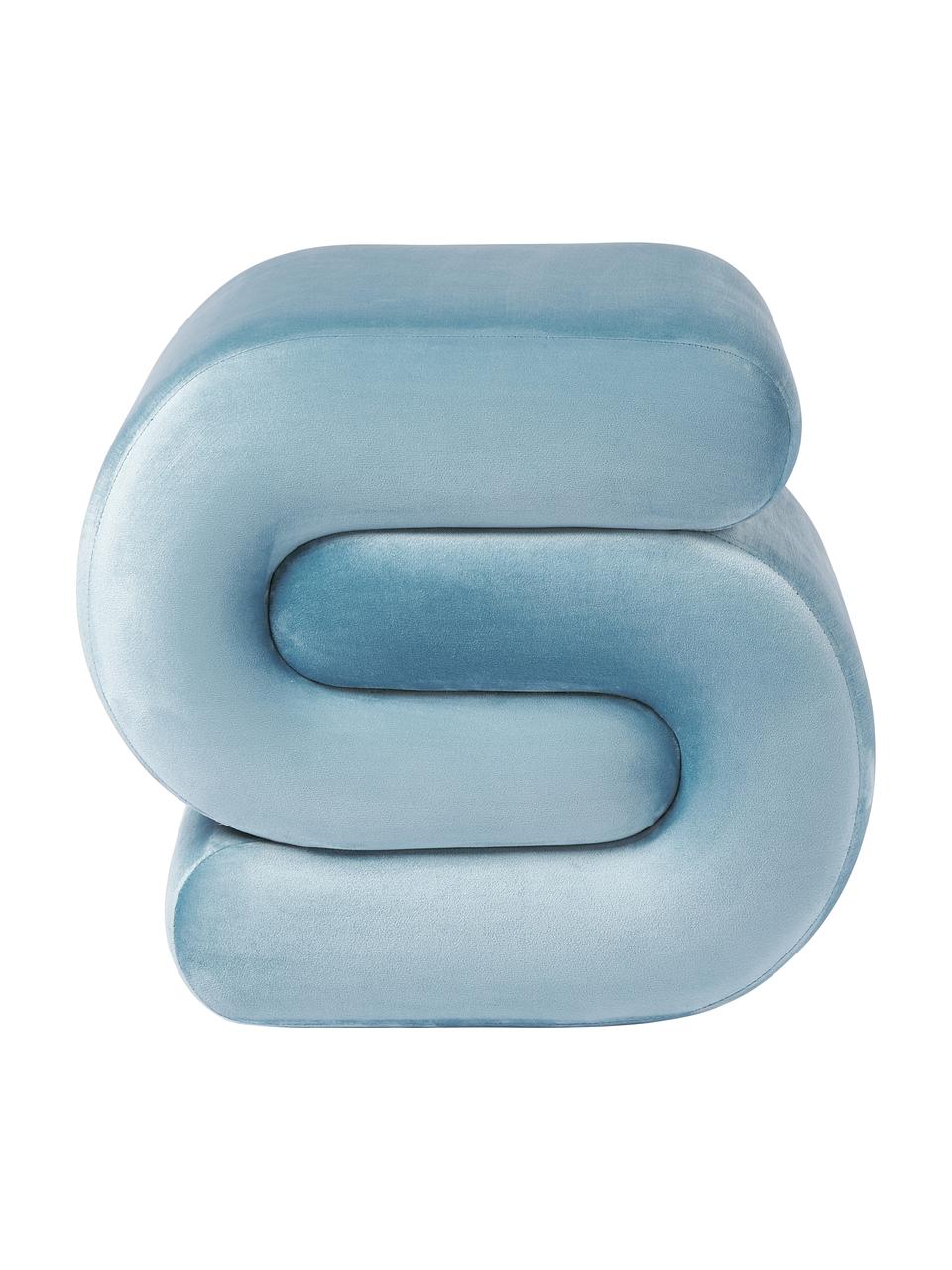 Sgabello in velluto Merle, Rivestimento: velluto di poliestere Il , Rivestimento: schiuma, Struttura: legno massiccio di eucali, Velluto azzurro, Larg. 50 x Alt. 45 cm