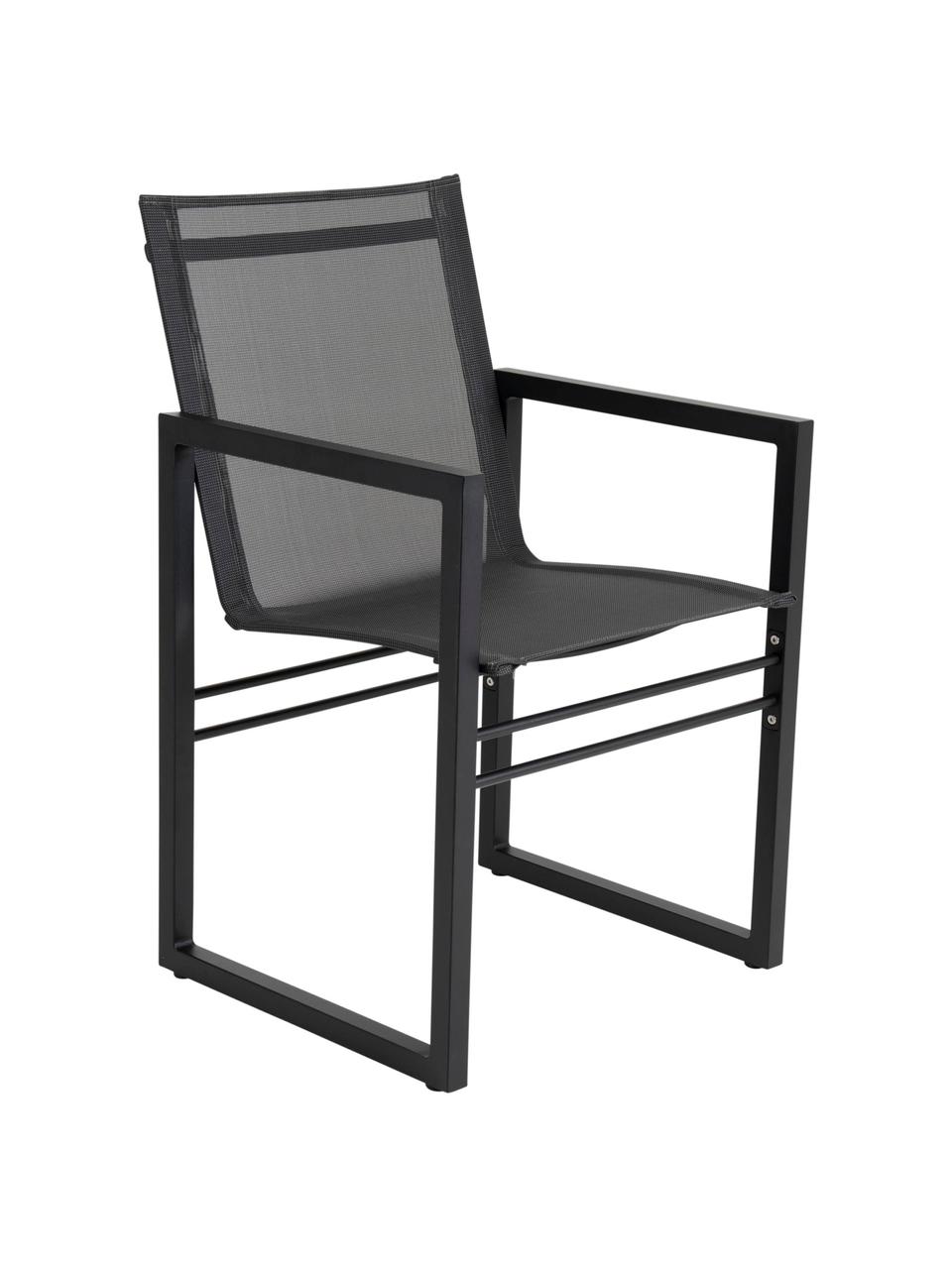 Tuinstoel Vevi in zwart, Frame: gepoedercoat aluminium, Zitvlak: Textilene, Zwart, B 57 x H 54 cm