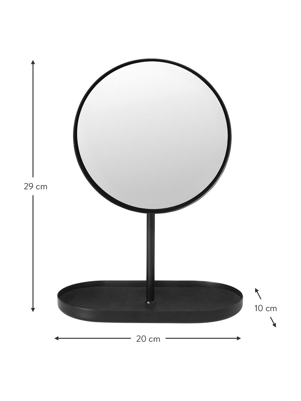 Specchio per trucco in metallo Modo, Struttura: metallo rivestito, Superficie dello specchio: lastra di vetro, Nero, Larg. 20 x Alt. 29 cm