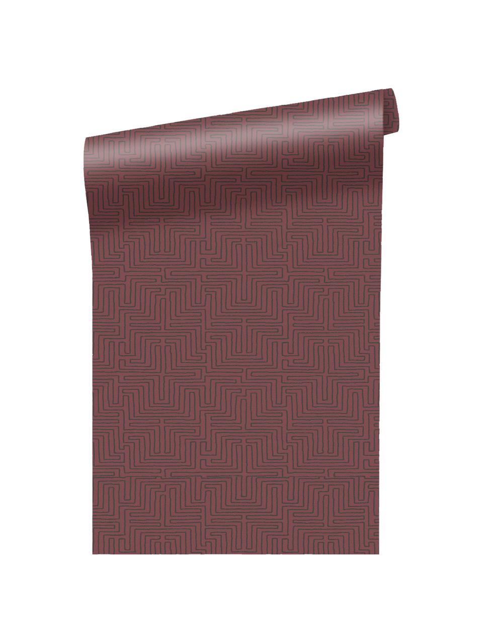 Carta da parati Siroc Labyrinth, Rivestimento: schiuma di vinile, Rosso, nero, Larg. 52 x Lung. 1000 cm