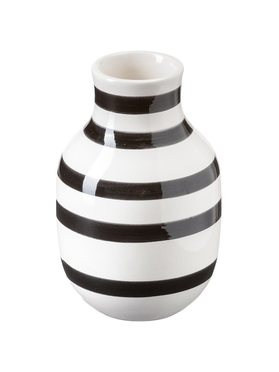 Kleine handgefertigte Design-Vase Omaggio, Keramik, Schwarz, Weiß, Ø 8 x H 13 cm