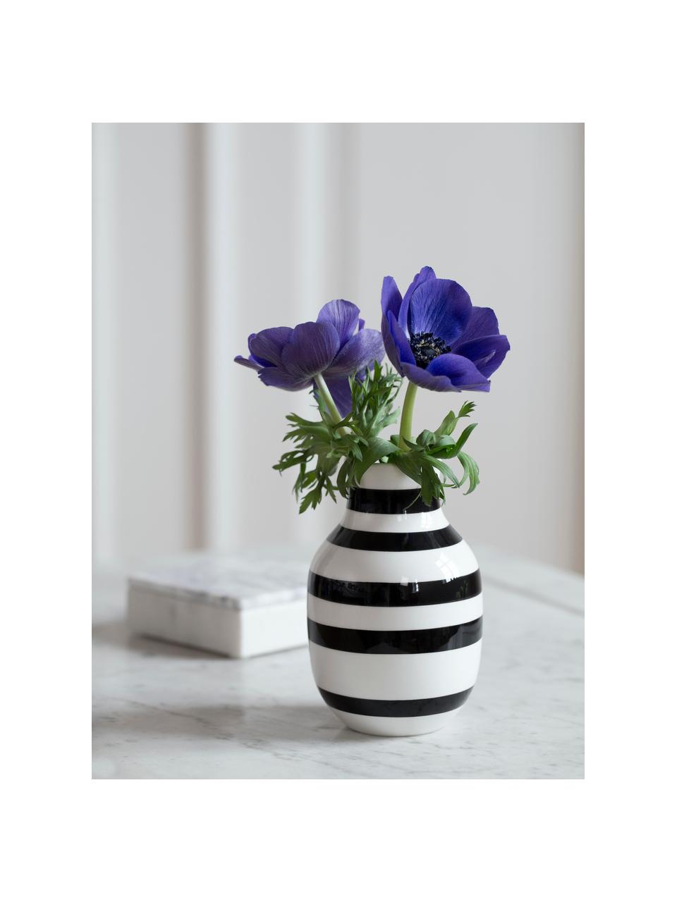 Ręcznie wykonany wazon Omaggio, Ceramika, Czarny, biały, Ø 8 x  W 13 cm