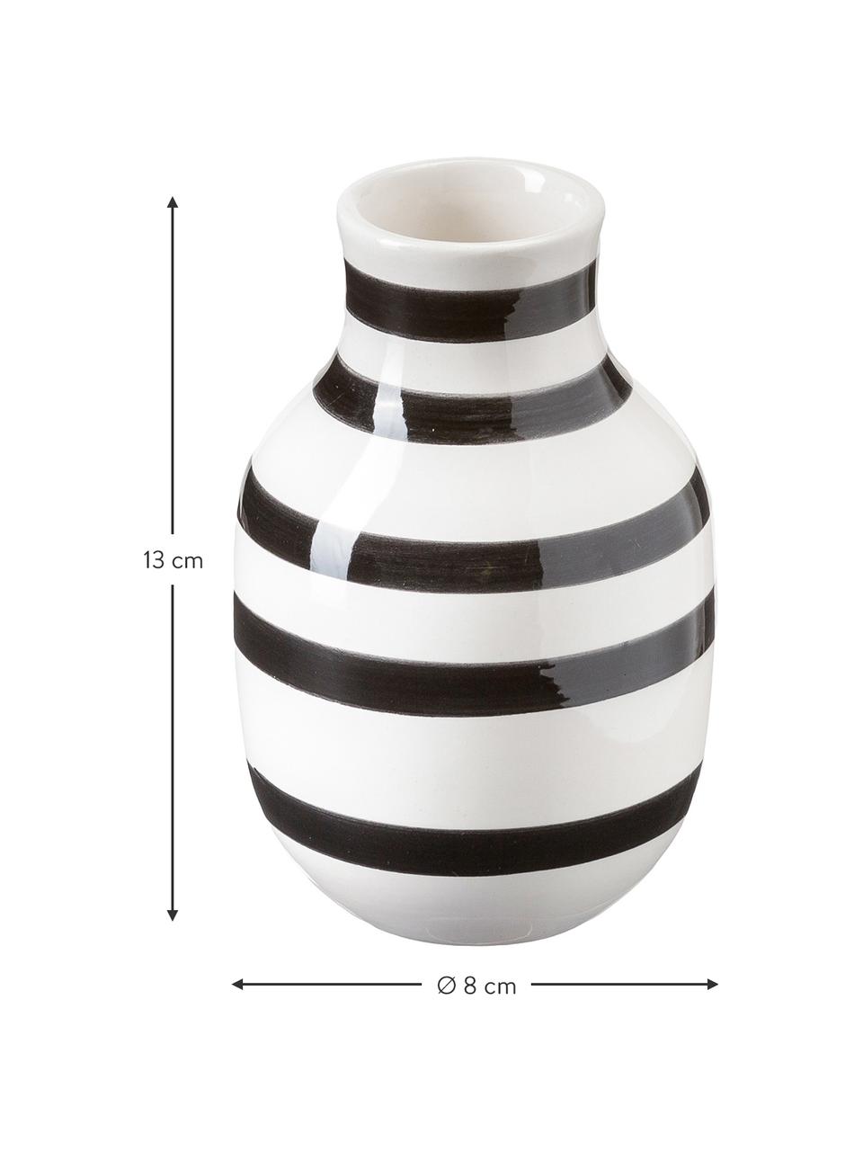 Kleine handgefertigte Design-Vase Omaggio, Keramik, Schwarz, Weiß, Ø 8 x H 13 cm