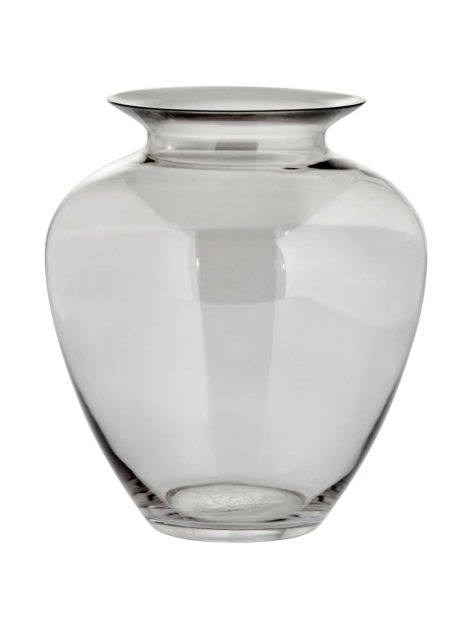 Ručne fúkaná sklenená váza Milia, Fúkané sklo, Sivá, priehľadná, Ø 22 x V 25 cm