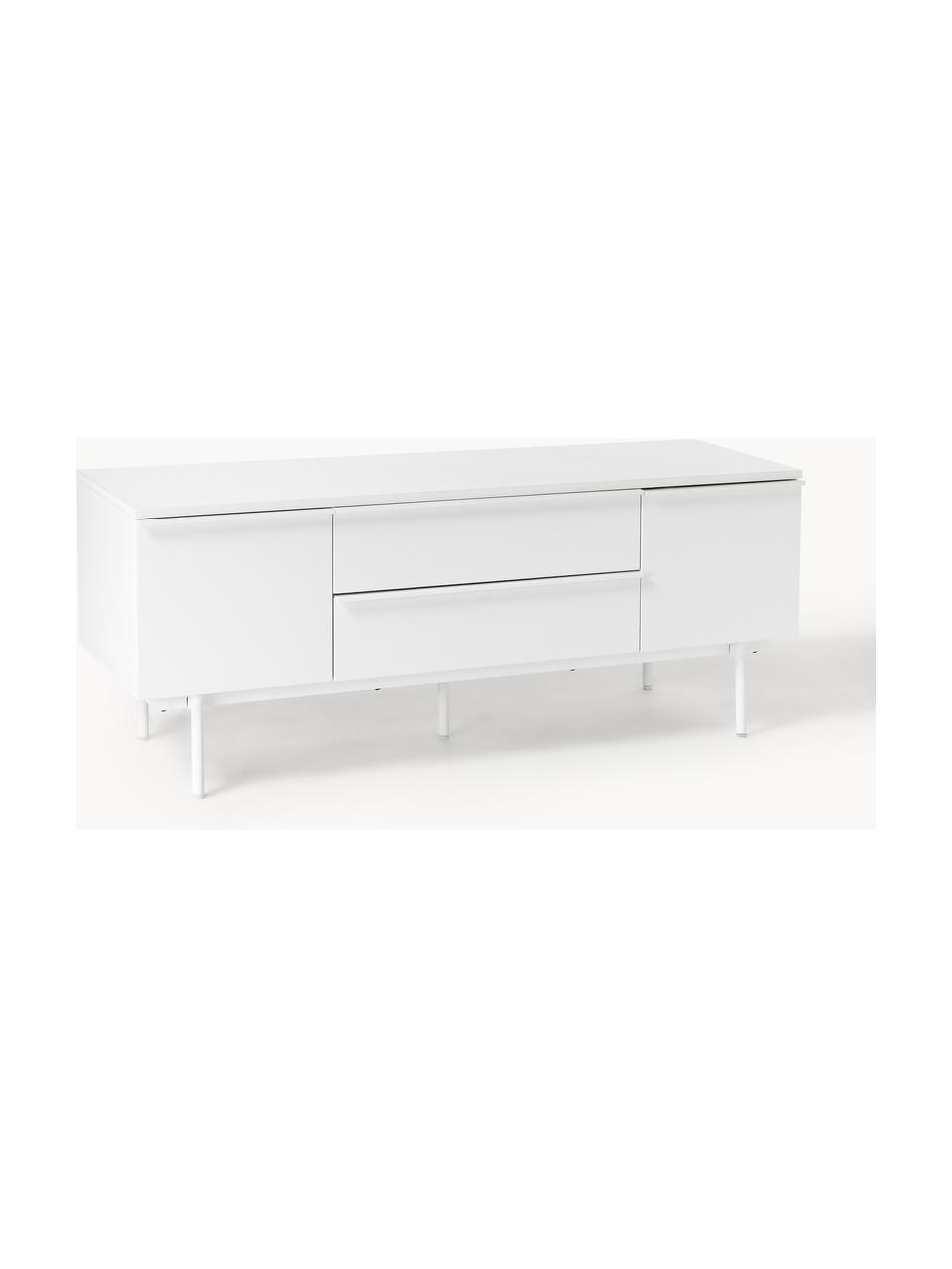 Credenza bassa in legno Elona, Bianco, Larg. 180 x Alt. 55 cm