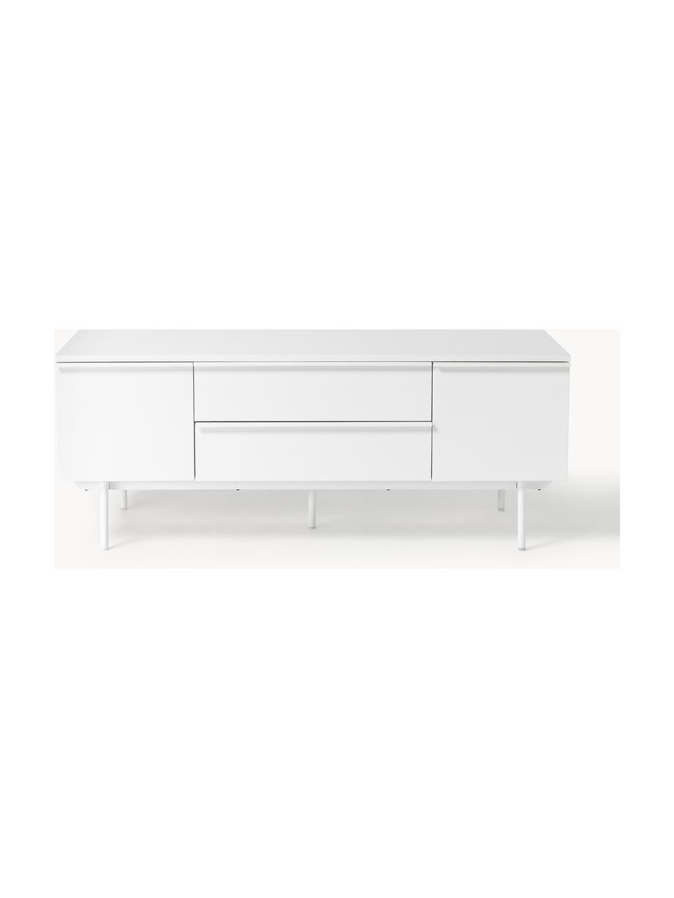 Credenza bassa in legno Elona, Bianco, Larg. 180 x Alt. 55 cm