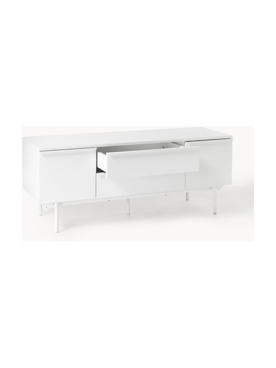 Credenza bassa in legno Elona, Bianco, Larg. 180 x Alt. 55 cm