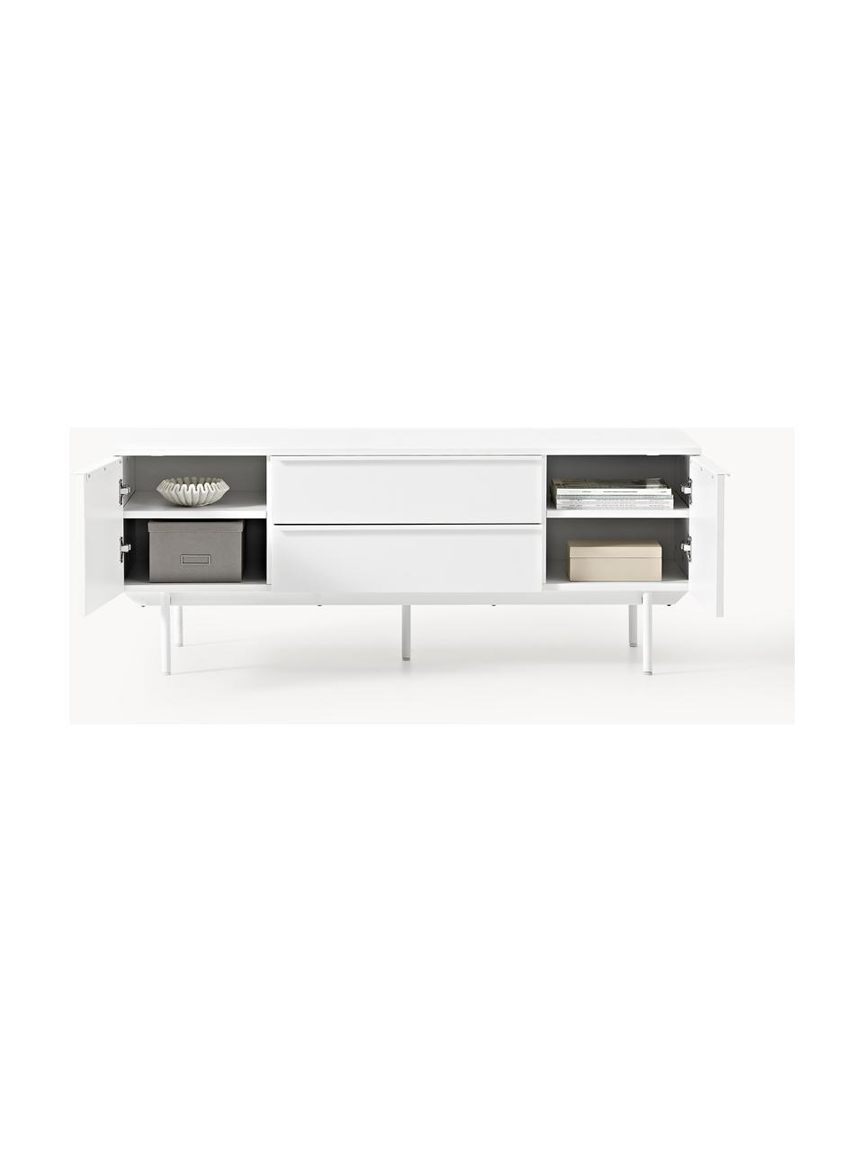 Credenza bassa in legno Elona, Bianco, Larg. 180 x Alt. 55 cm