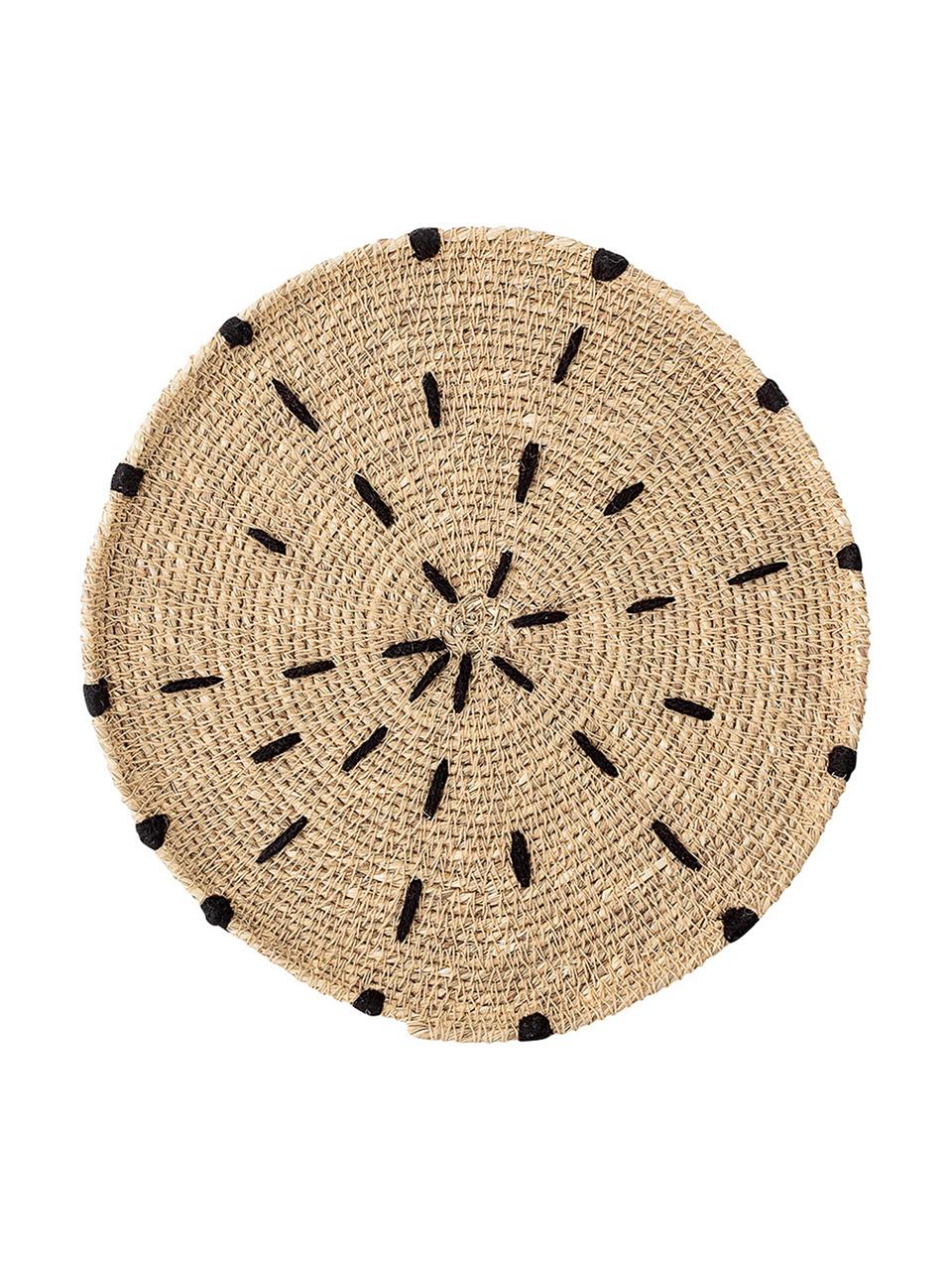 Súprava okrúhleho stolového prestierania z morskej trávy  Deco, 2 diely, Béžová, biela, čierna