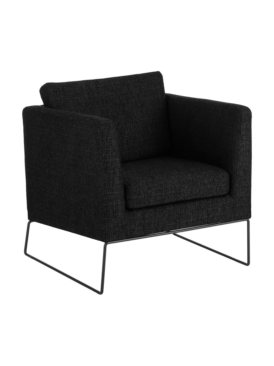 Fauteuil classique noir Milo, Tissu noir