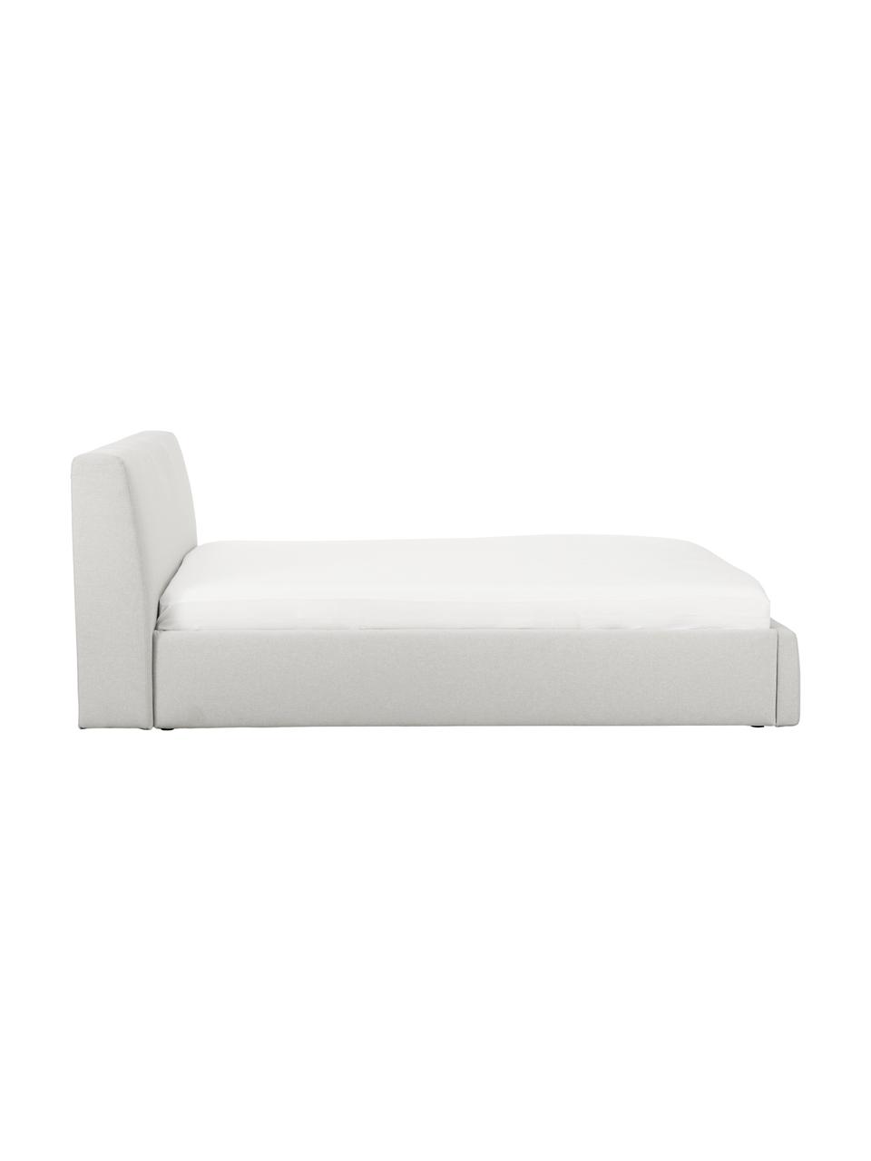 Letto imbottito Cloud, Rivestimento: tessuto finemente struttu, Tessuto grigio chiaro, Larg. 140 x Lung. 200 cm