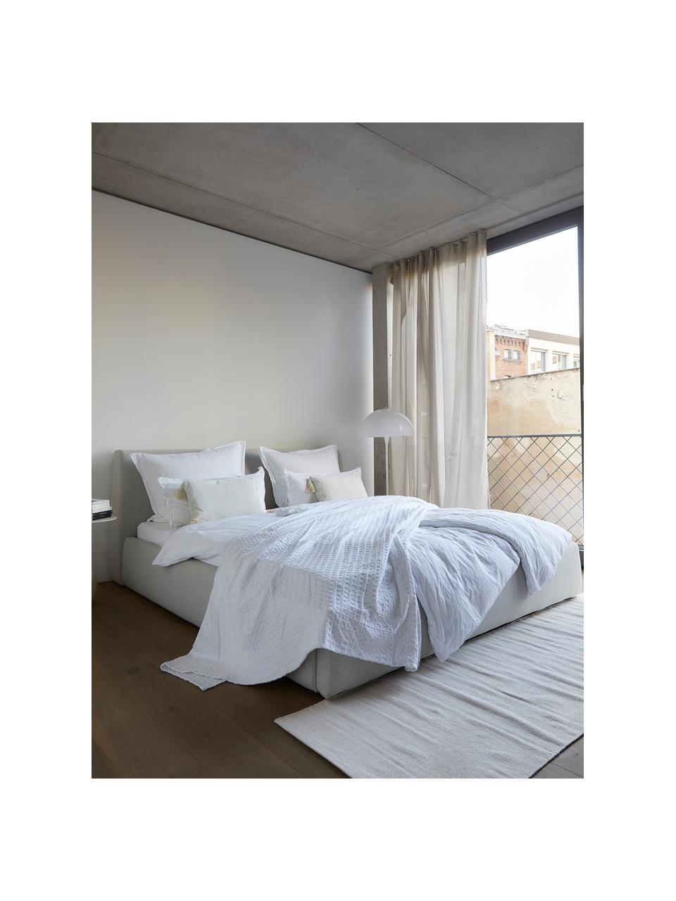 Letto imbottito Cloud, Rivestimento: tessuto finemente struttu, Tessuto grigio chiaro, Larg. 140 x Lung. 200 cm