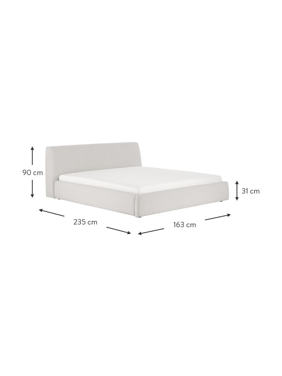 Łóżko tapicerowane Cloud, Tapicerka: 100% poliester (tkanina s, Korpus: lite drewno sosnowe z cer, Jasnoszara tkanina, S 140 x D 200 cm