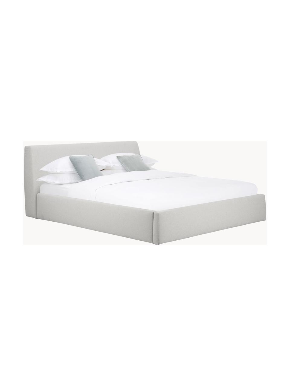 Cama tapizada Cloud, Tapizado: tejido finamente texturiz, Estructura: madera maciza de pino con, Tejido gris claro, An 140 x L 200 cm