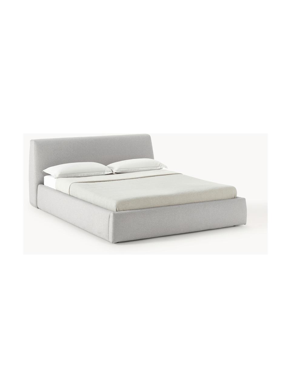 Cama tapizada Cloud, Tapizado: tejido finamente texturiz, Cuerpo: madera maciza de pino, ma, Patas: madera pintada Este produ, Tejido gris claro, An 140 x L 200 cm