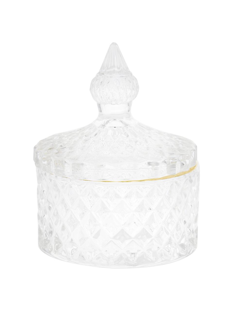 Bote decorativo Freser, Borde: metal, recubierto, Transparente con borde dorado, Ø 9 x Al 10 cm