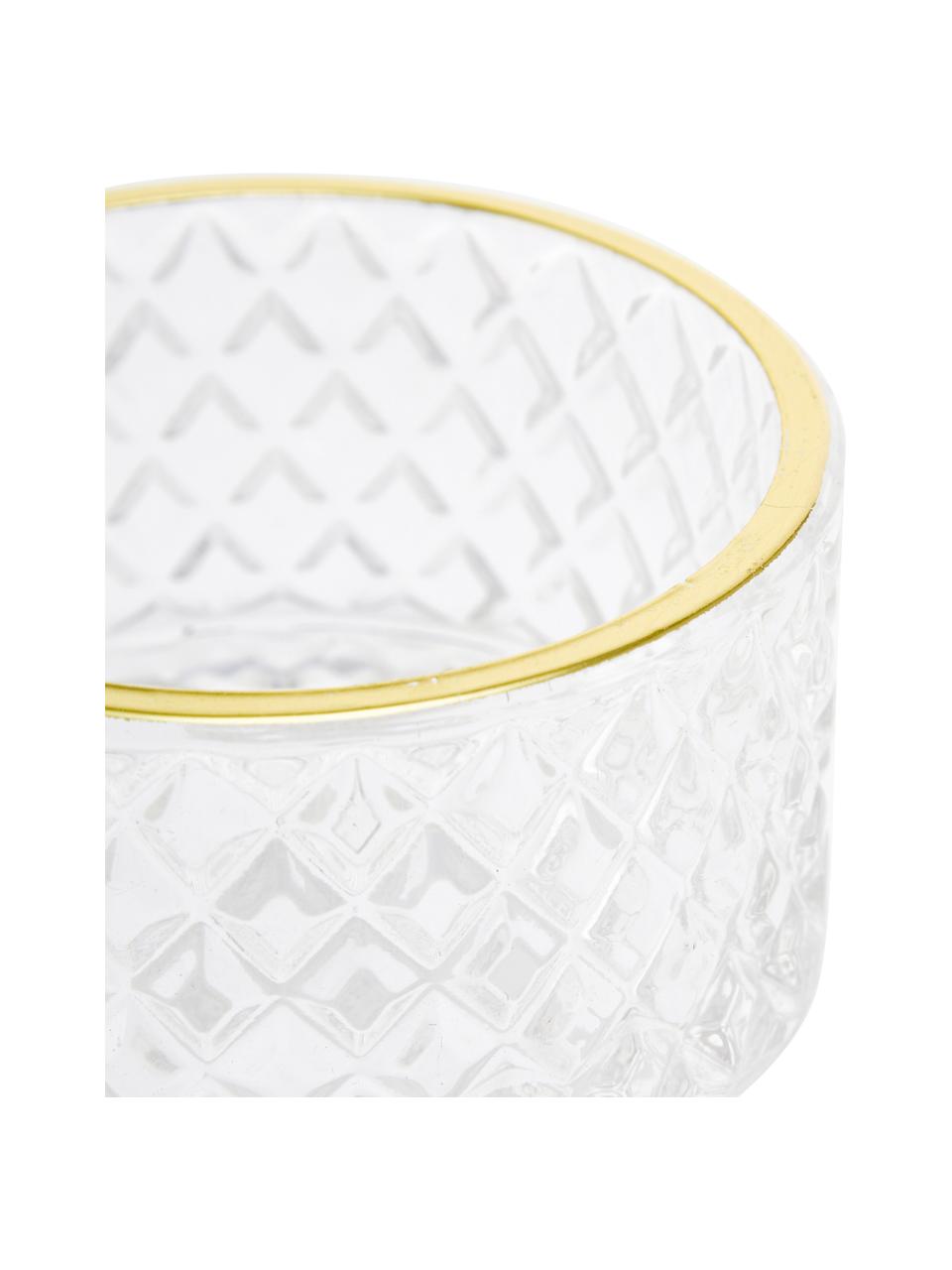 Bote decorativo Freser, Borde: metal, recubierto, Transparente con borde dorado, Ø 9 x Al 10 cm