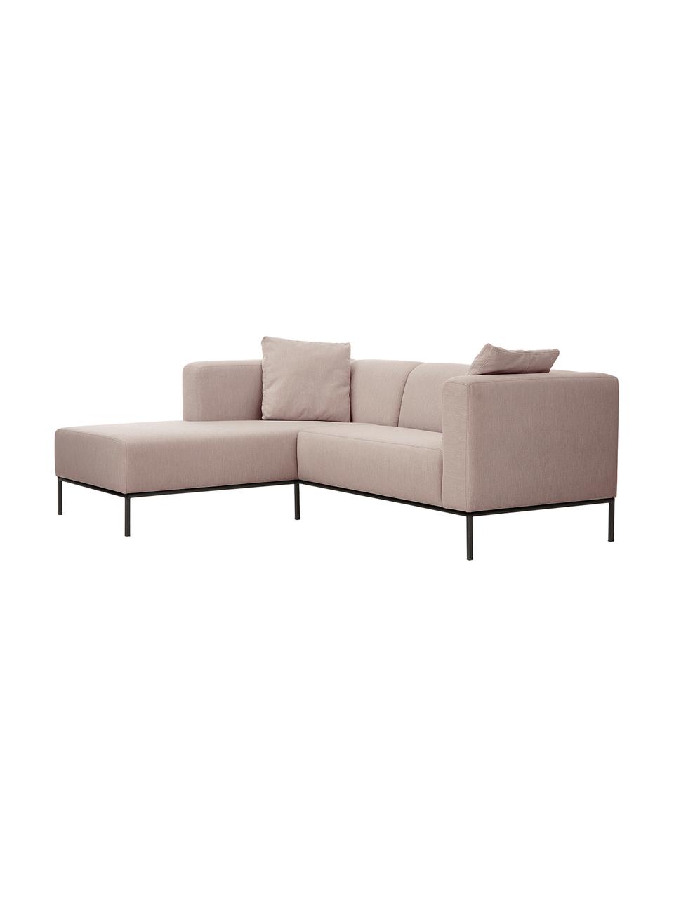 Ecksofa Carrie in Altrosa mit Metall-Füssen, Bezug: Polyester 50.000 Scheuert, Gestell: Spanholz, Hartfaserplatte, Webstoff Altrosa, B 222 x T 180 cm