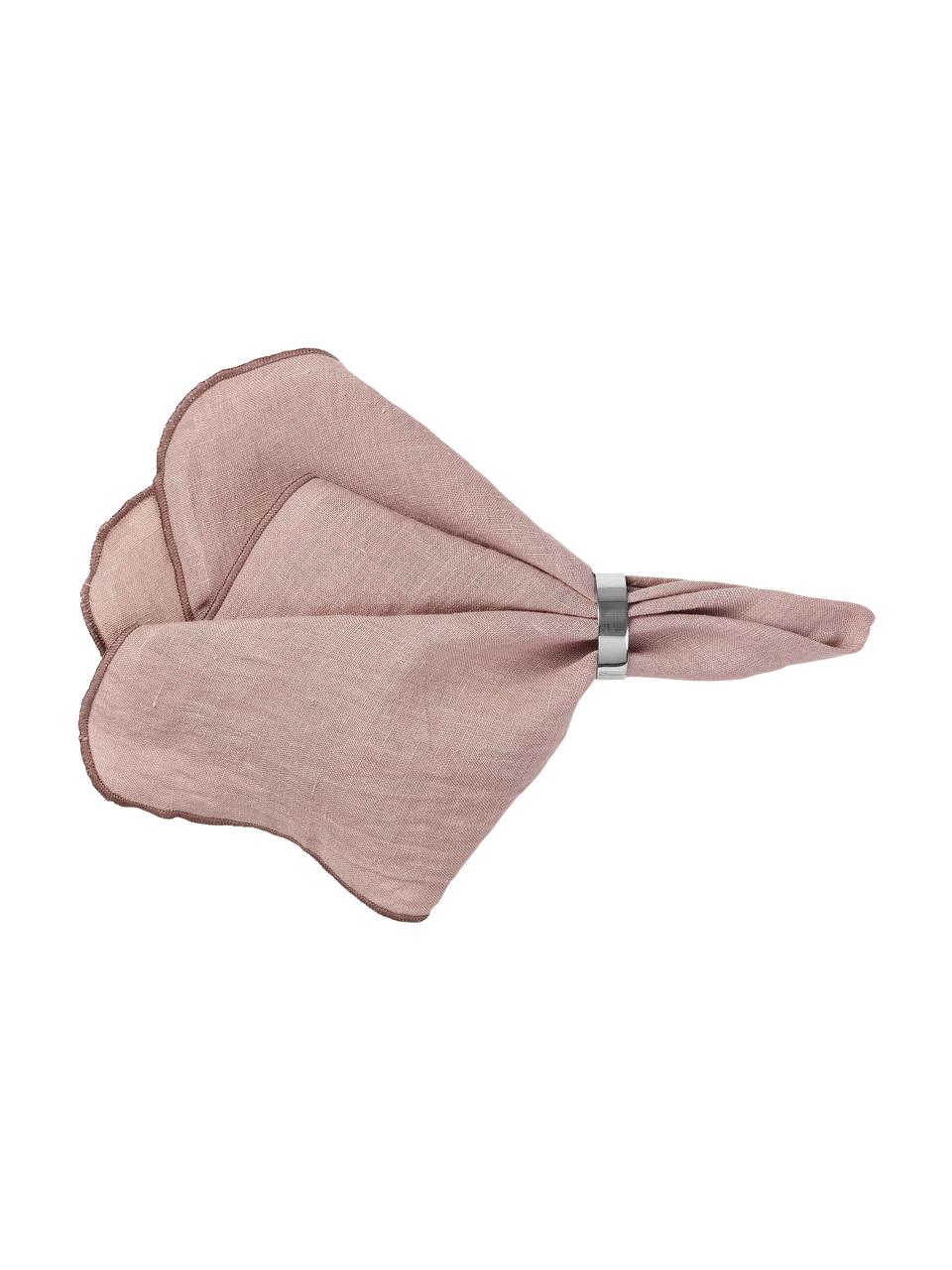 Servetten Gracie van linnen met open zoom, 2 stuks, 100% linnen, Roze, B 45 x L 45 cm