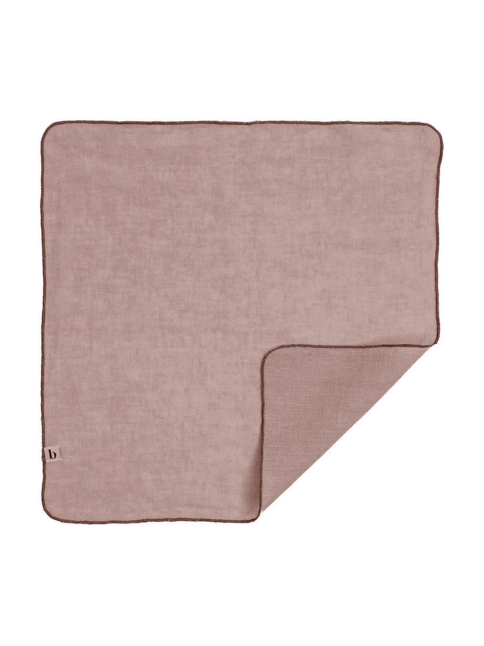 Servetten Gracie van linnen met open zoom, 2 stuks, 100% linnen, Roze, B 45 x L 45 cm