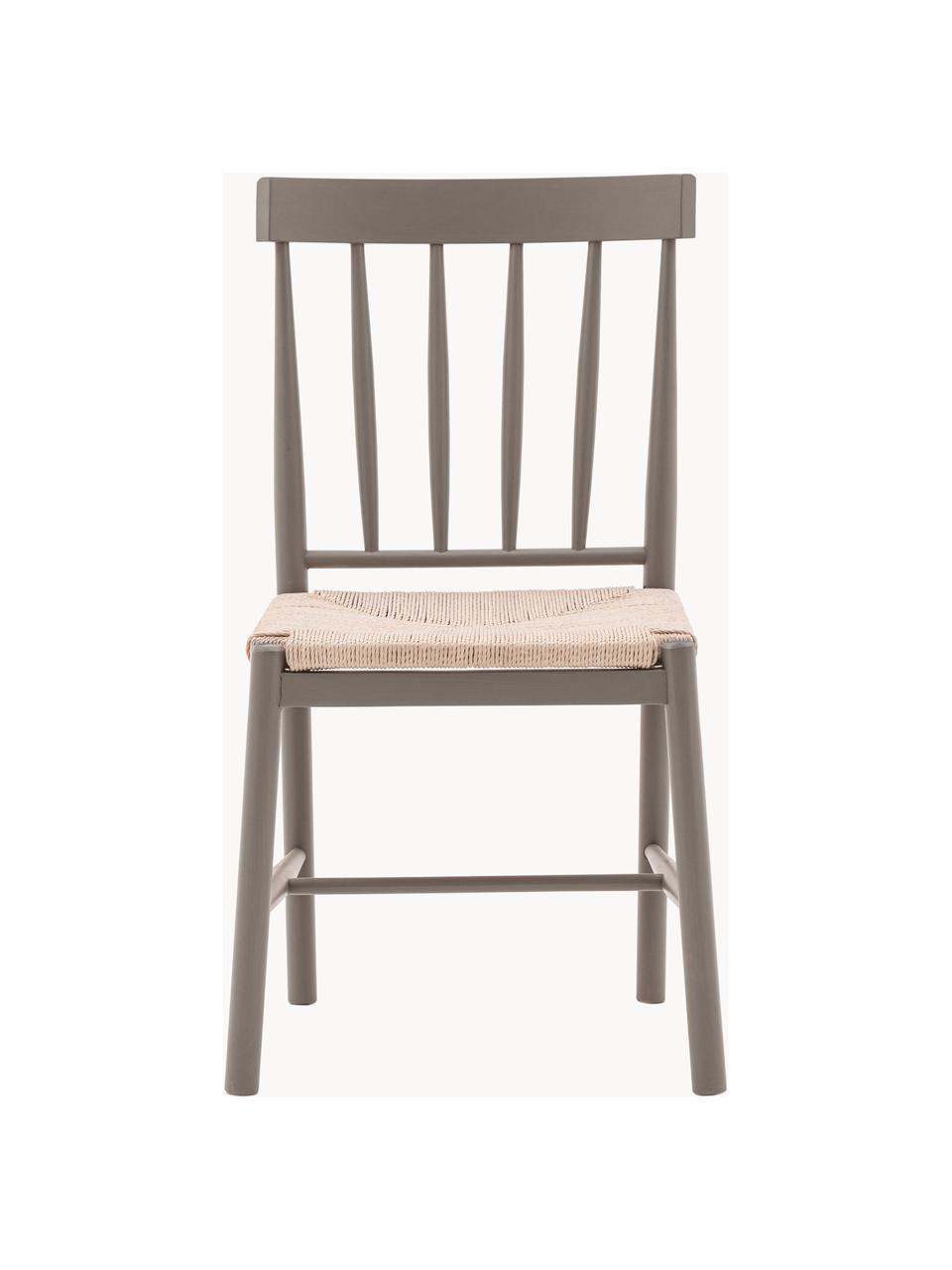 Sillas artesanales de madera de haya Eton, 2 uds., Estructura: madera de haya lacada, Asiento: mimbre de junco, Gris pardo, beige claro, An 46 x F 45 cm