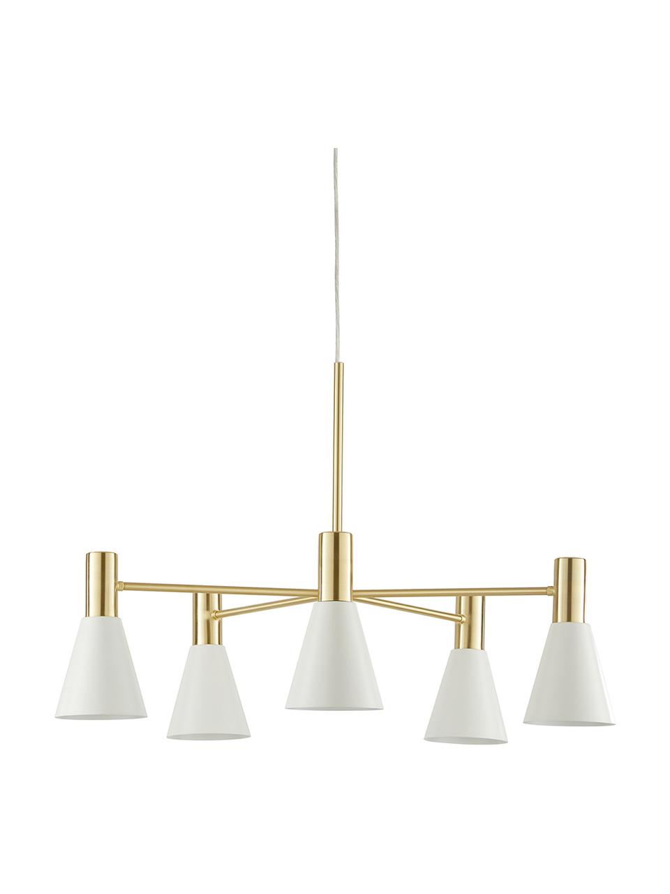 Grande suspension en métal Sia, Abat-jour : blanc, mat Rosace et chandelier : laiton, brossé, Ø 75 x haut. 14 cm