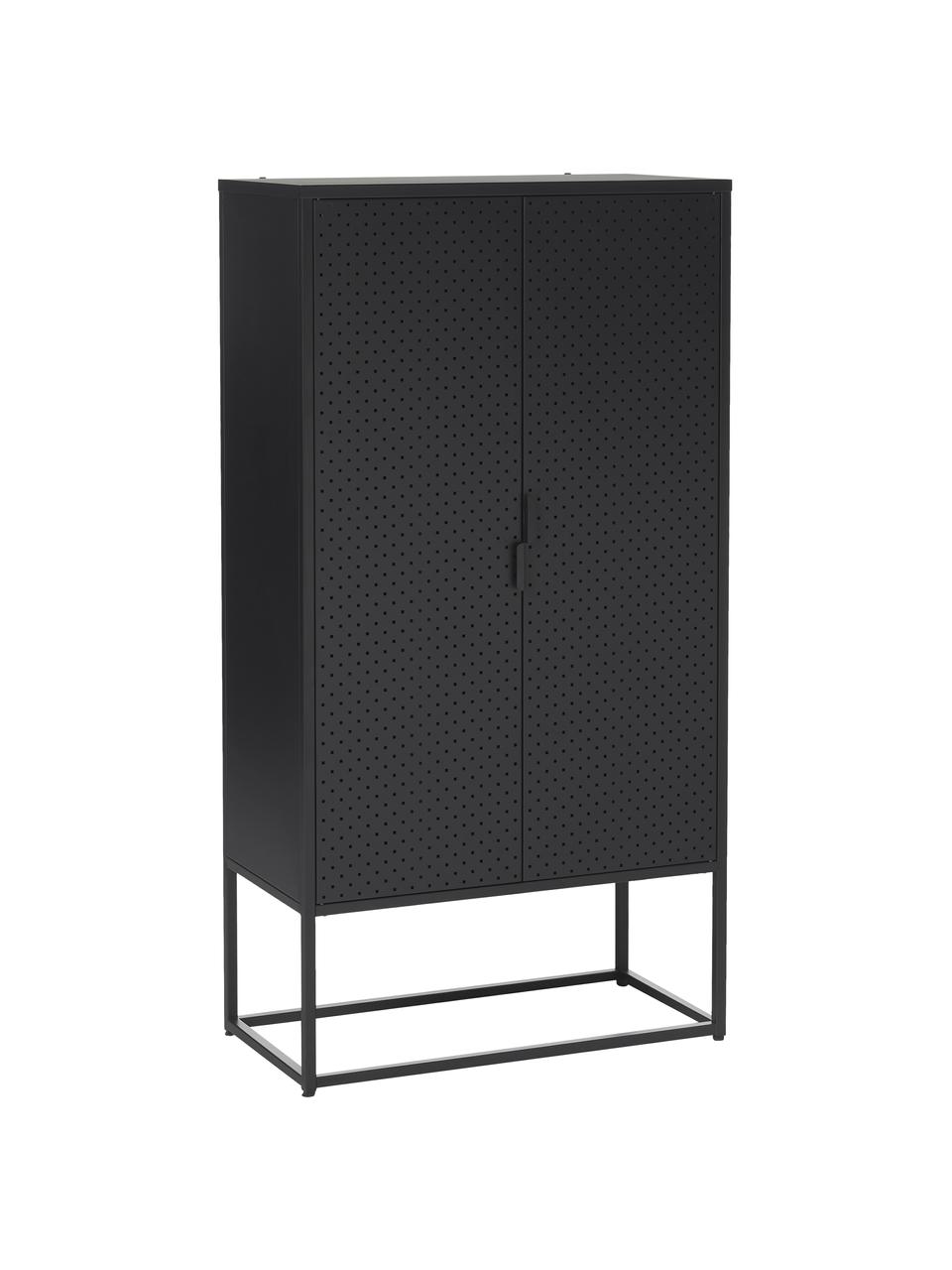 Armadietto in metallo Neptun, Metallo verniciato a polvere, Nero, Larg. 80 x Alt. 150 cm