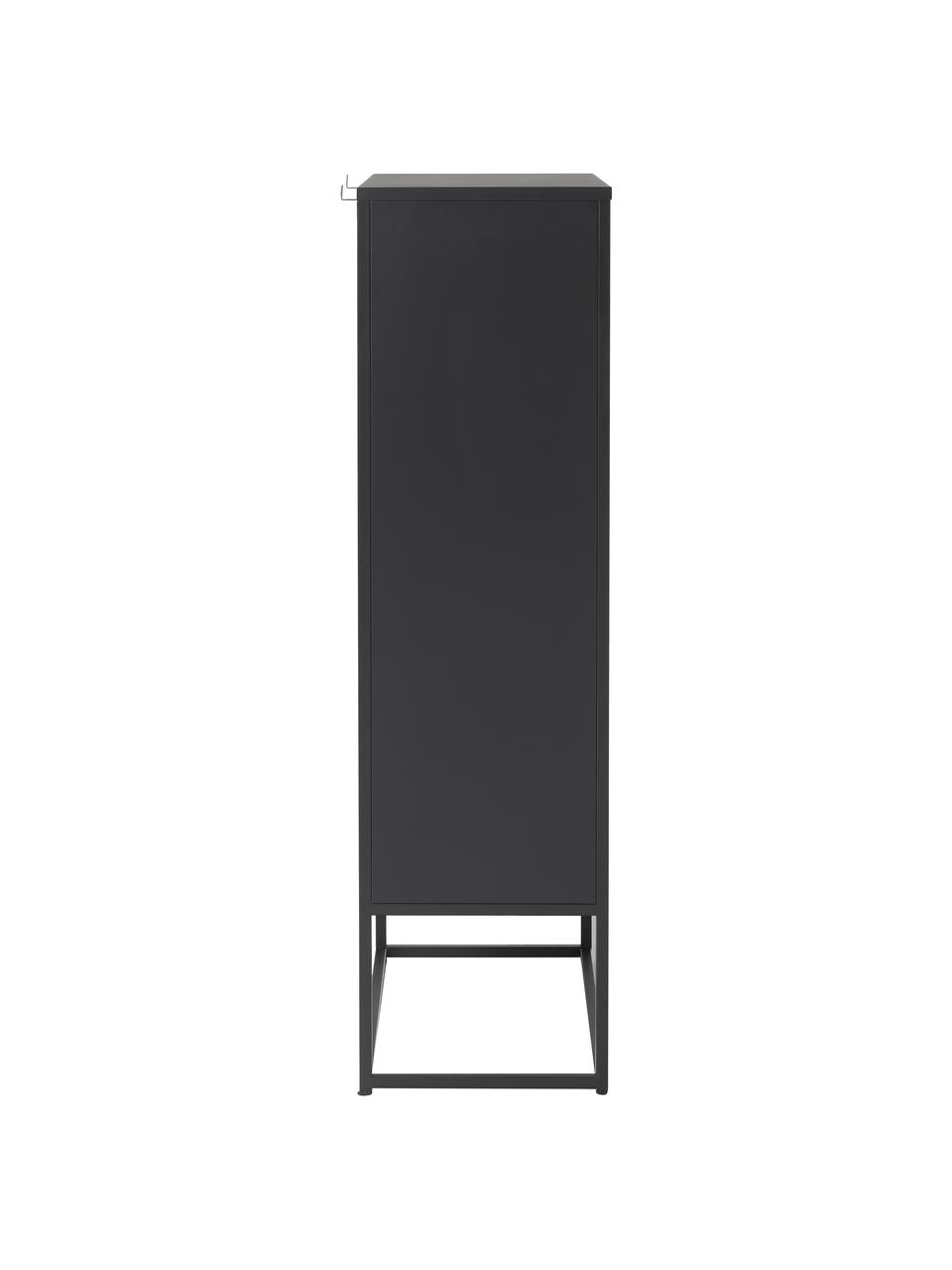 Kovová skříň s dveřmi Neptun, Kov s práškovým nástřikem, Černá, Š 80 cm, V 150 cm