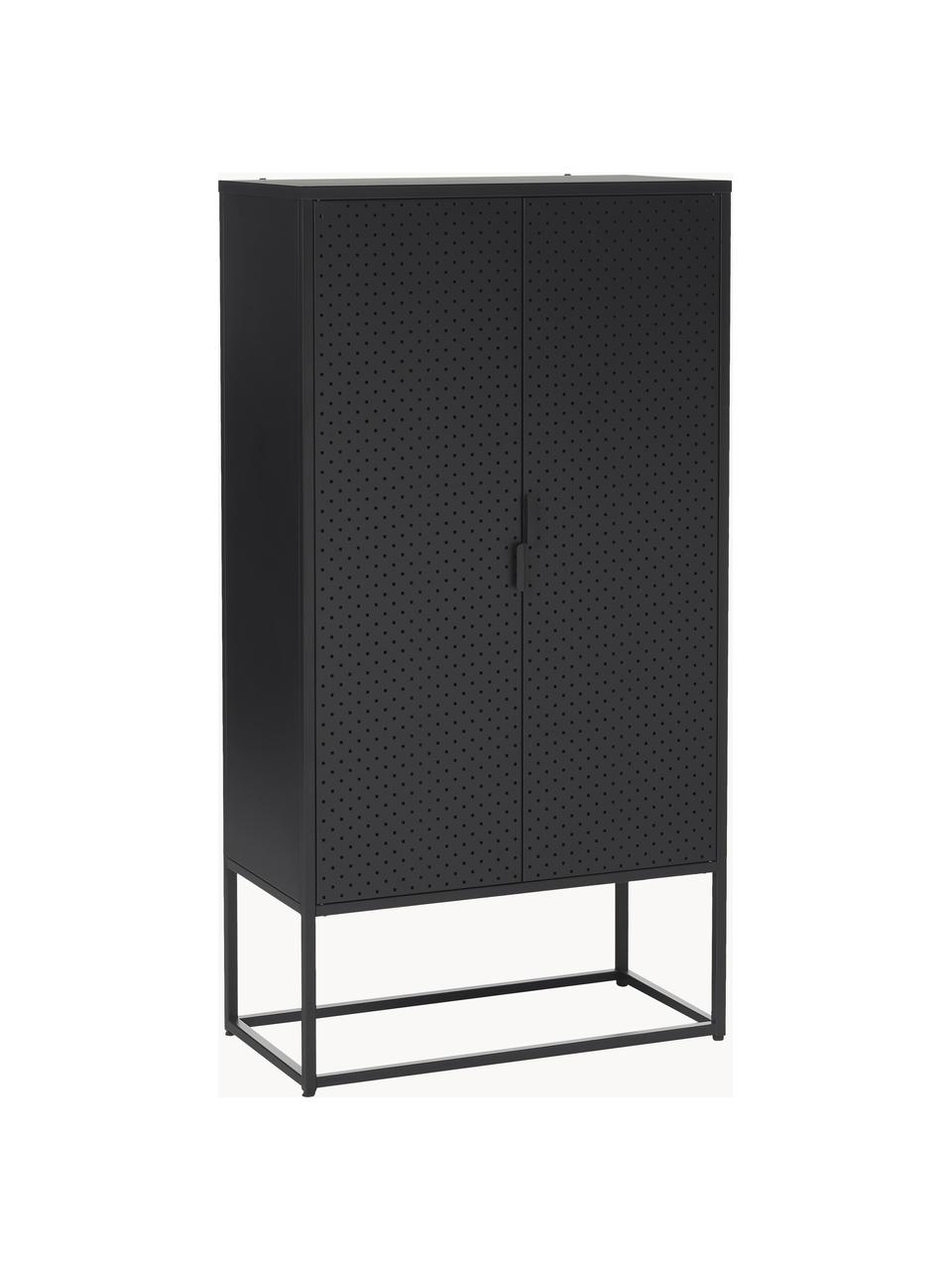 Kovová skříň s dveřmi Neptun, Kov s práškovým nástřikem, Černá, Š 80 cm, V 150 cm