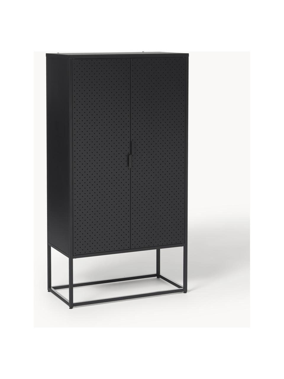 Metall-Highboard Neptun, Metall, pulverbeschichtet, Schwarz, B 80 x H 150 cm