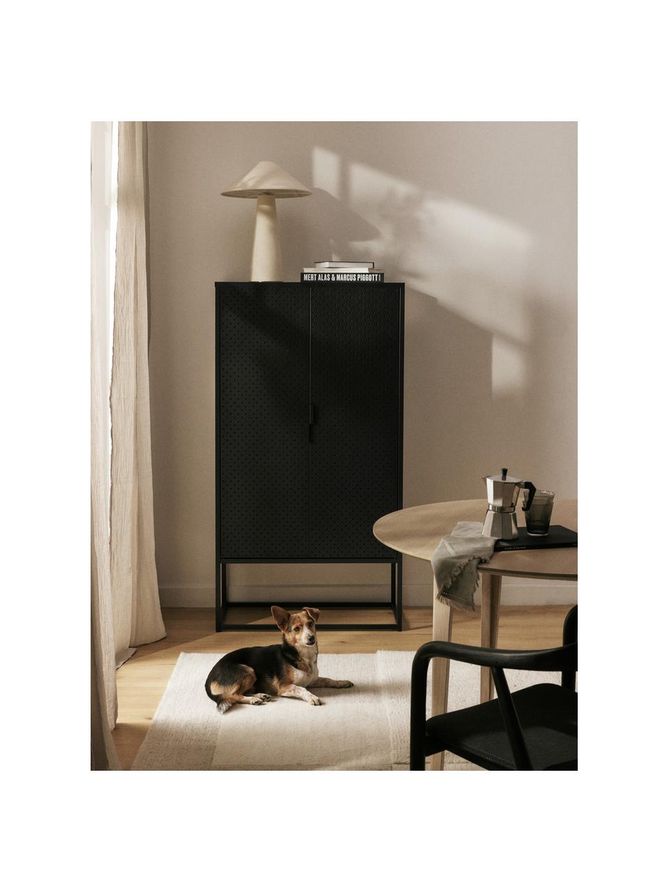 Armadietto in metallo Neptun, Metallo verniciato a polvere, Nero, Larg. 80 x Alt. 150 cm