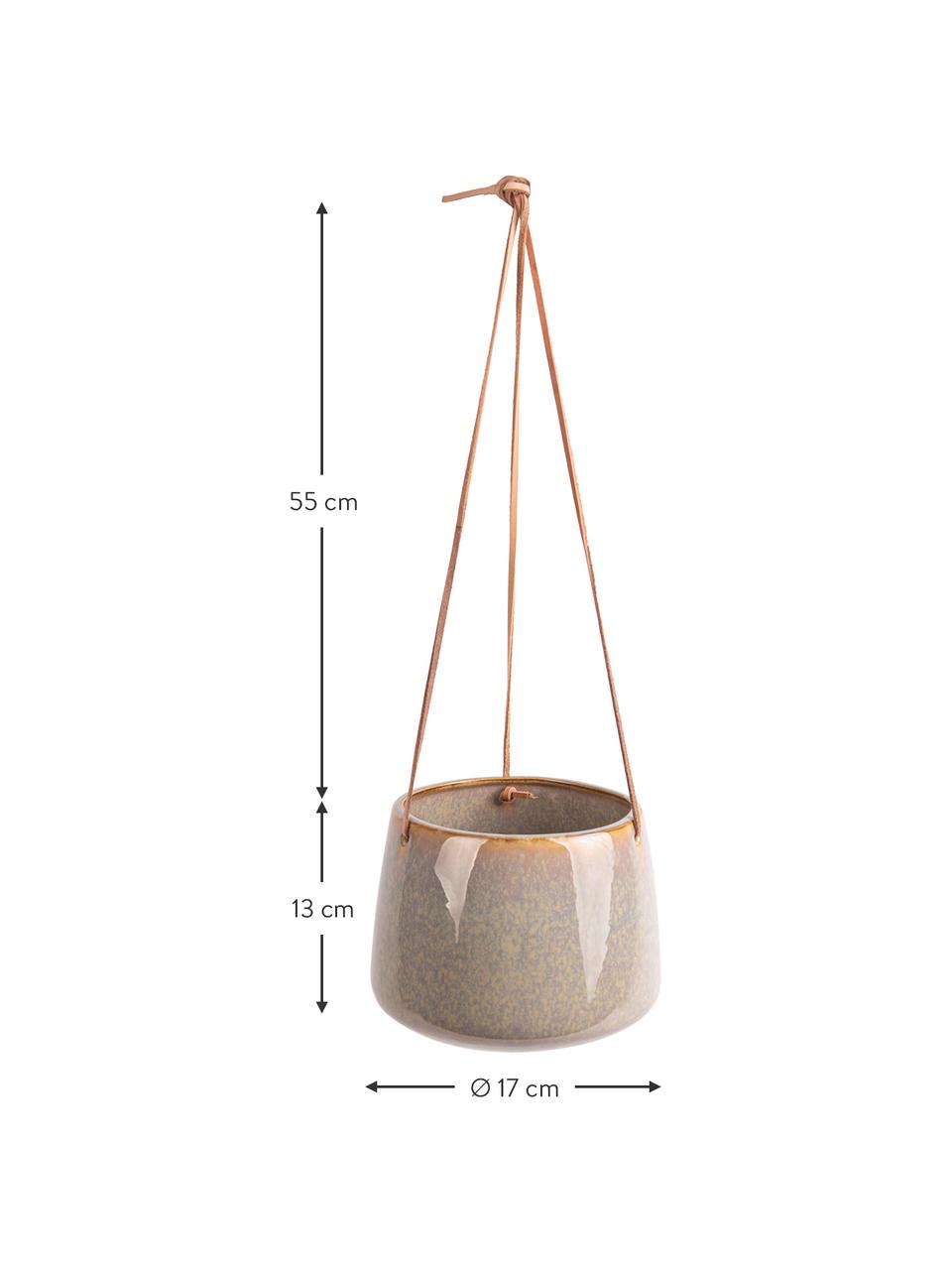 Hangende plantenpot Unique van keramiek, Keramiek, Beigetinten, Ø 17 x H 13 cm