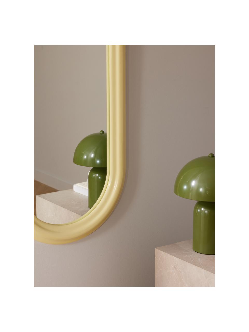 Specchio ovale alto Mael, Cornice: pannello di fibra a media, Retro: pannello di fibra a media, Superficie dello specchio: lastra di vetro, Giallo, Larg. 50 x Alt. 140 cm