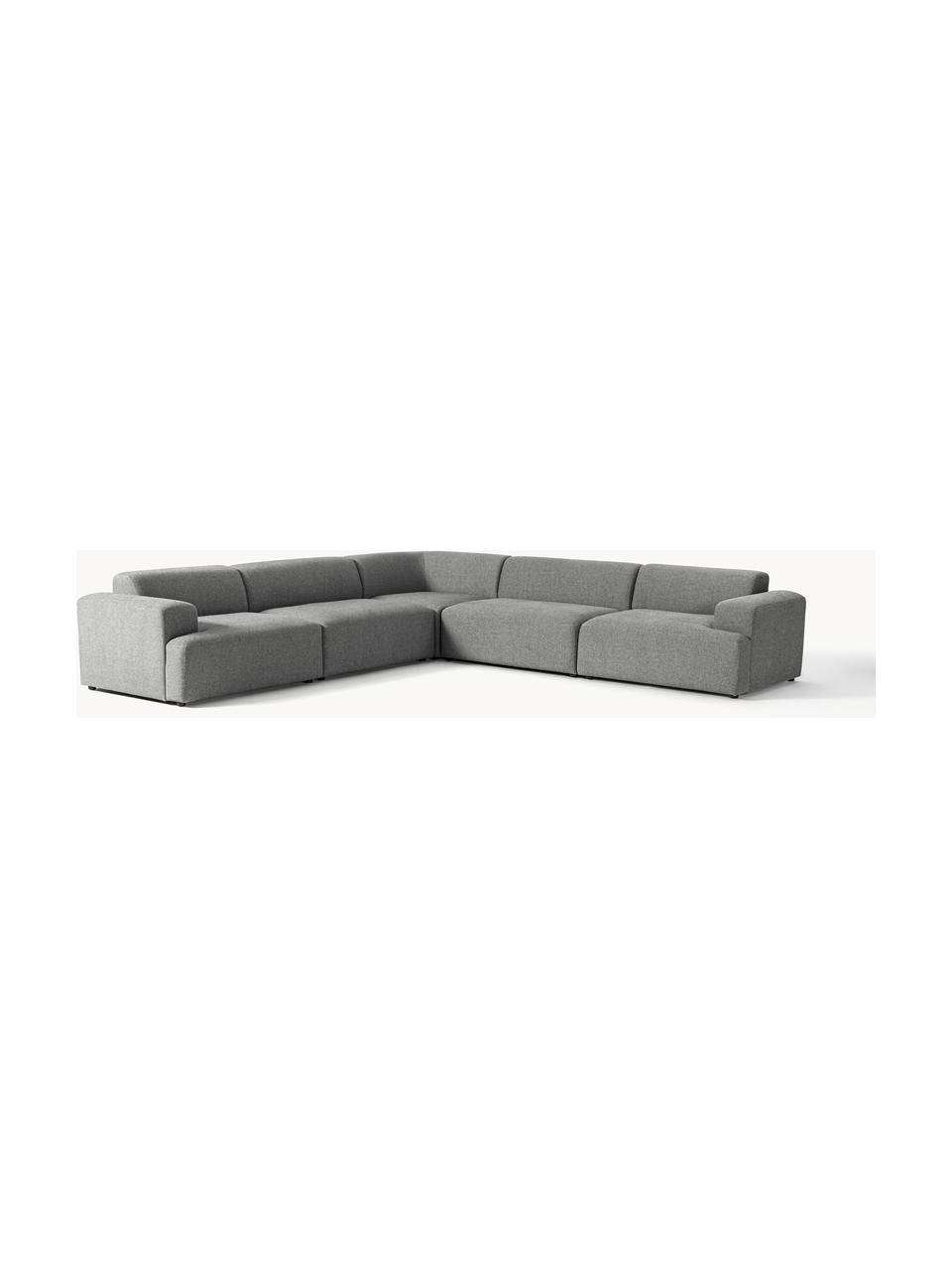 XL-Ecksofa Melva, Bezug: 100 % Polyester Der strap, Gestell: Massives Kiefern- und Fic, Webstoff Dunkelgrau, B 339 x T 339 cm