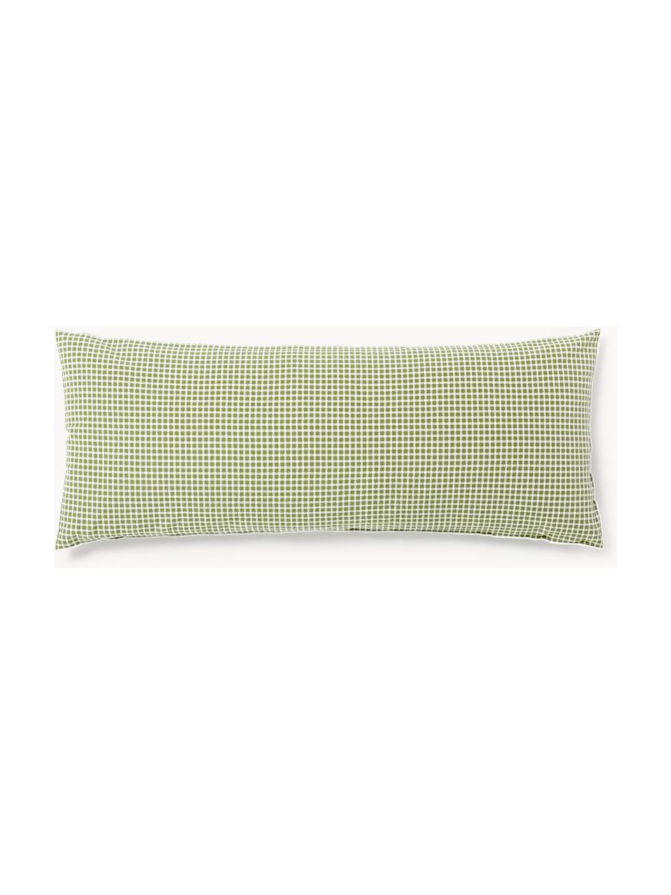 Funda de almohada de seersucker Davey, Verde oliva, blanco, An 45 x L 110 cm