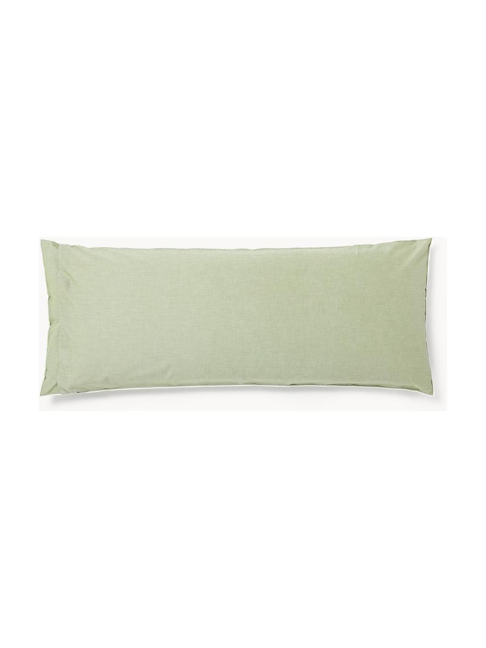 Funda de almohada de seersucker Davey, Verde oliva, blanco, An 45 x L 110 cm