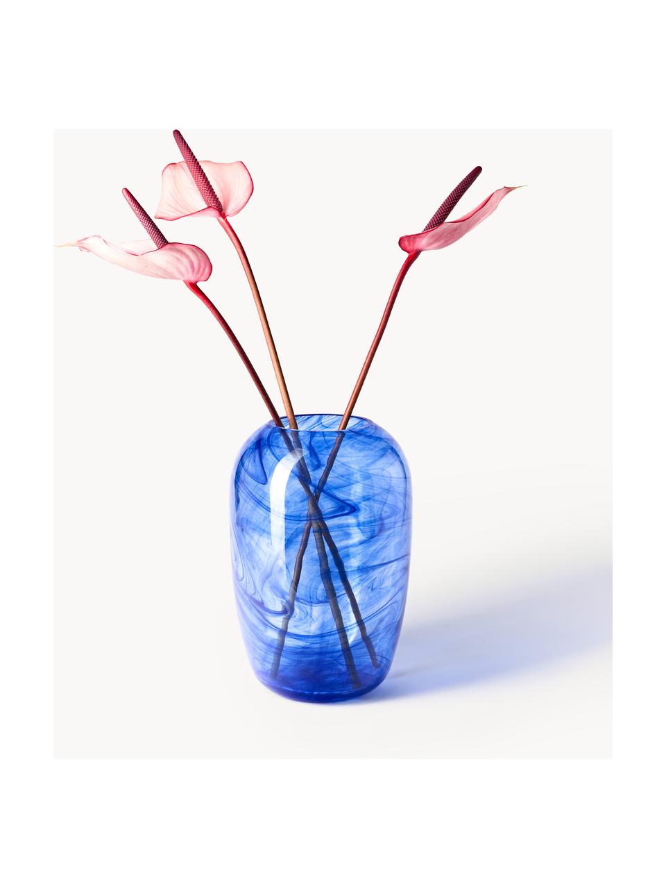 Vase en verre fait main Helvi, Verre, Bleu, translucide, Ø 20 x haut. 30 cm