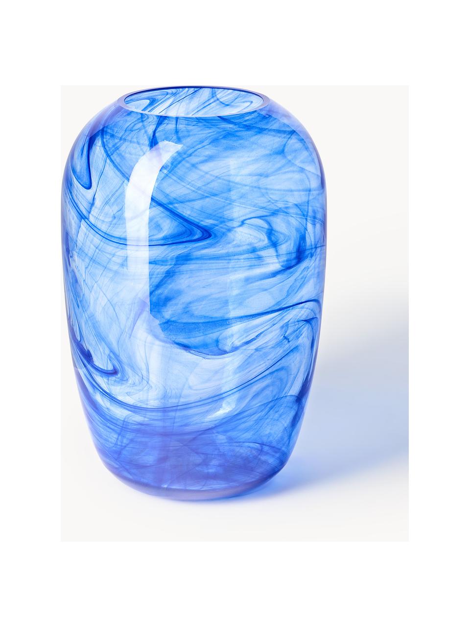 Handgefertigte Glas-Vase Helvi, Glas, Blau, semi-transparent, Ø 20 x H 30 cm