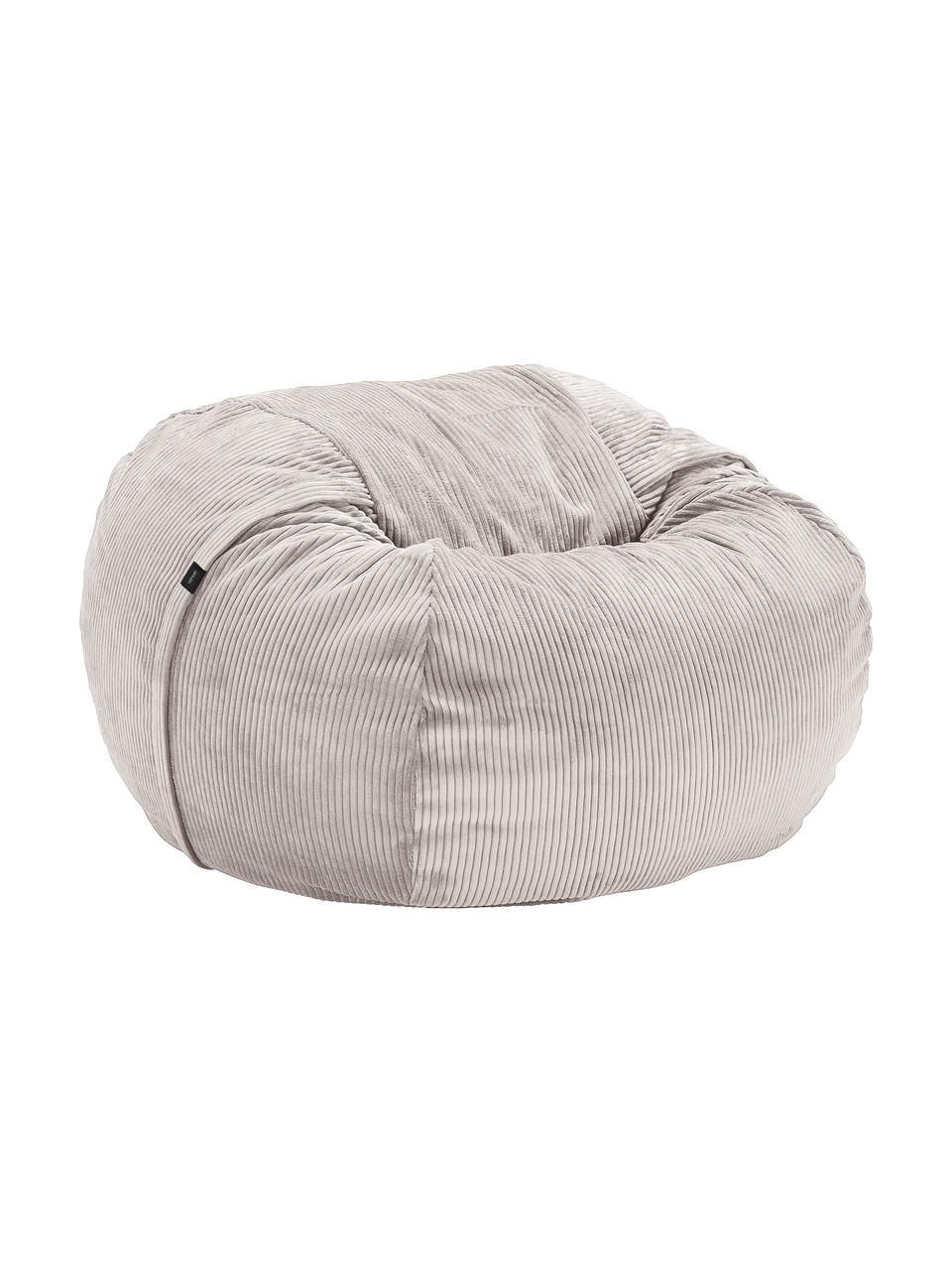 Fauteuil XL poire côtelé Velours, Tissu gris, Ø 140 x haut. 90 cm